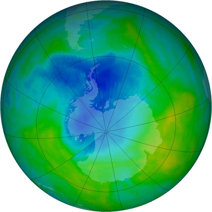 Antarctic ozone map for 08 December 1990